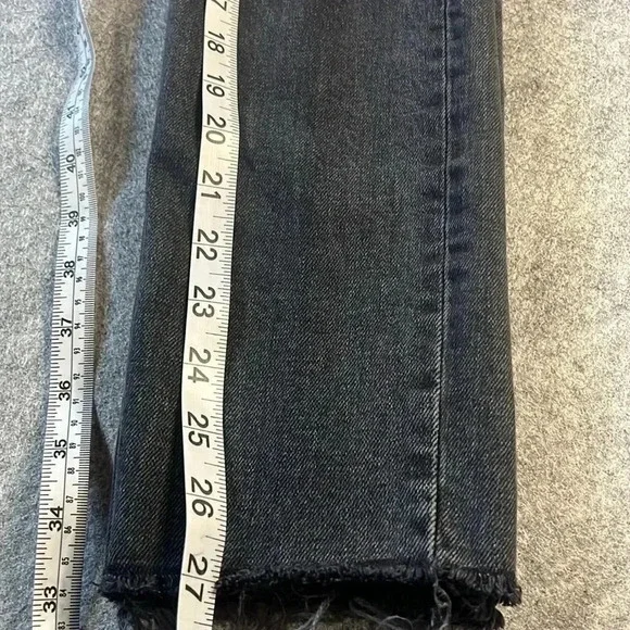 Denim Forum Yoko High Rise Slim in Distressed Black 24*27 - Picture 7 of 9